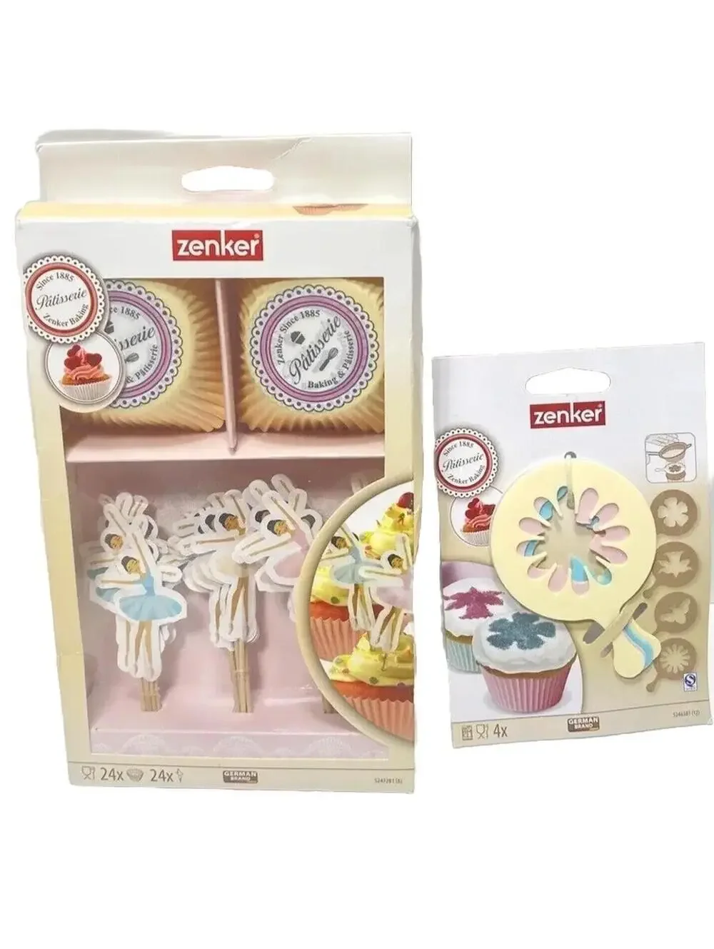 Zenker Baking Lot Ballerina Cake Toppers & Wrappers Cupcake Glitter Stencils New
